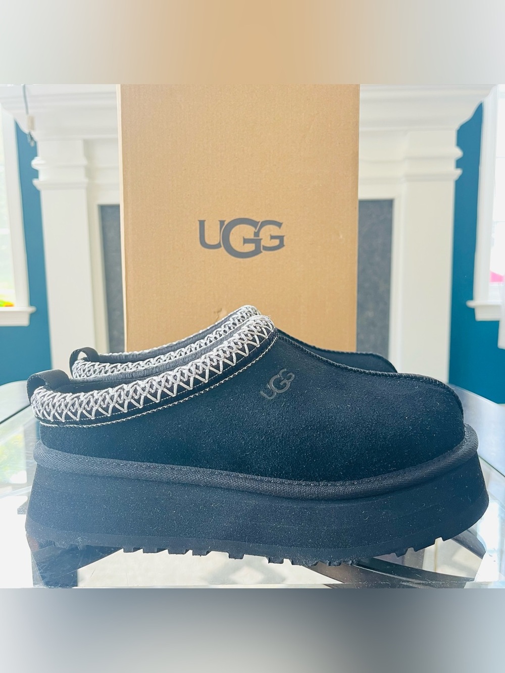 Sz 5 UGG Platform Tazz II Women's Suede Clog - Black 1174471